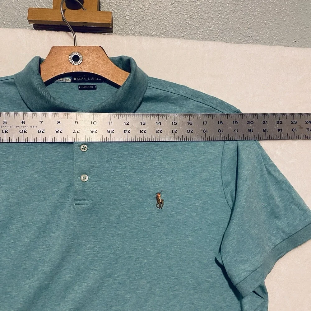 Polo Ralph Lauren Men's Polo Shirt Heathered‎ Green Large Lightweight Classic